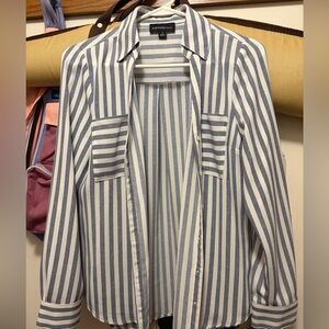 White and Blue Striped Button Down Shirt
